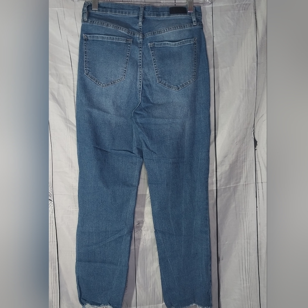 Nicole Miller Nomad Super High Rise Straight Blue Distressed Jeans - Picture 2 of 14